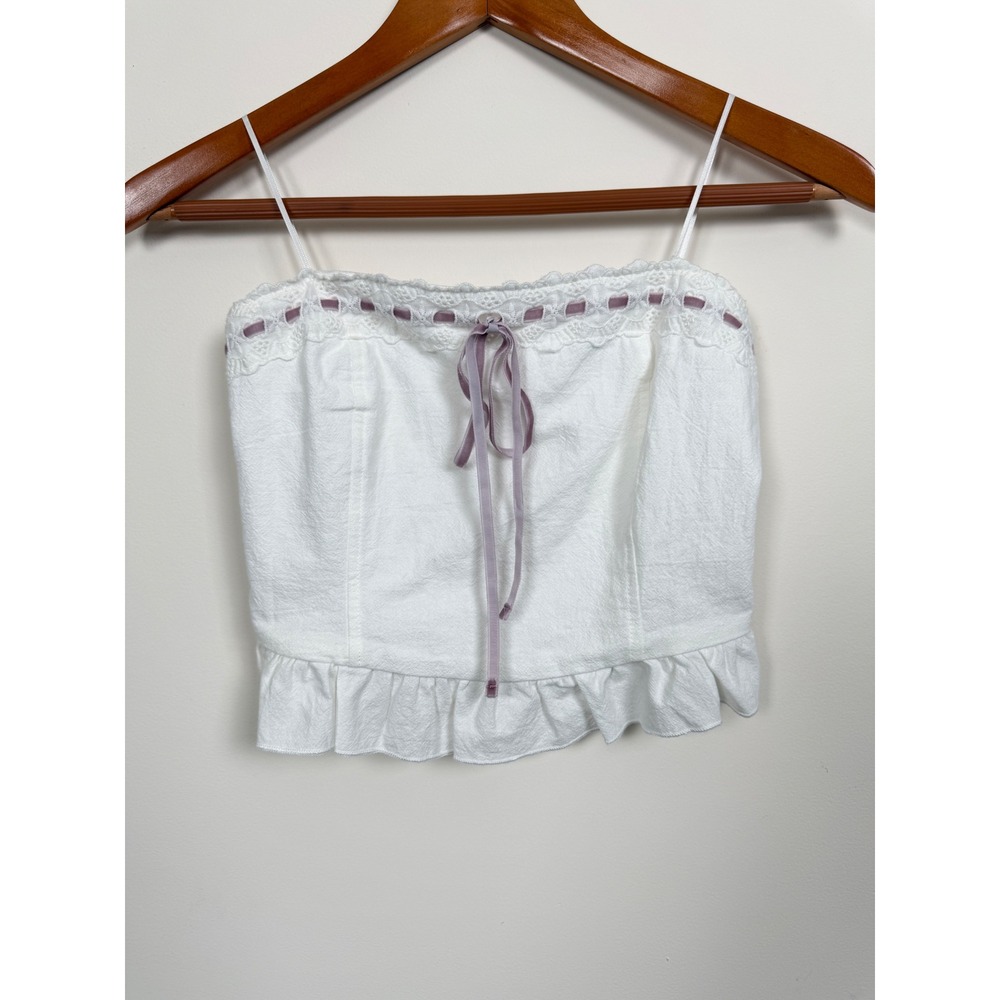 Kirious Los Angeles Cami Top Women S White Lace Ruffle Smocked Coquette